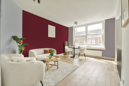 woonkamer met neutrale kleuren en Ral 020 30 40