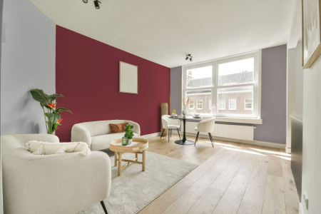 woonkamer met neutrale kleuren en Ral 020 40 40