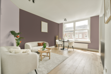 woonkamer met neutrale kleuren en Ral 040 50 10