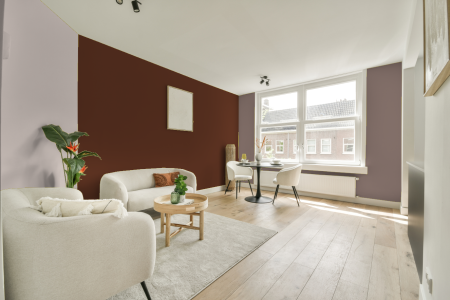 woonkamer met neutrale kleuren en Ral 050 30 30