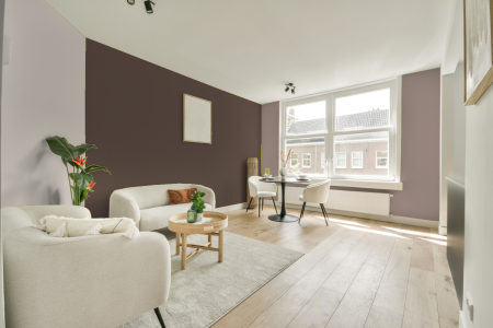 woonkamer met neutrale kleuren en Ral 050 40 10