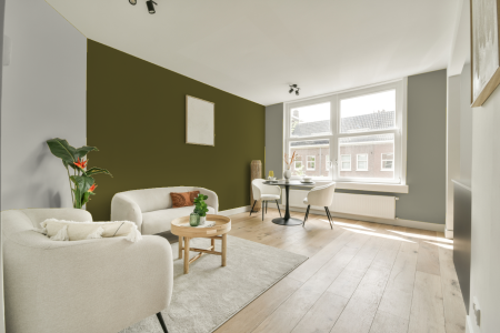 woonkamer met neutrale kleuren en Ral 100 40 30