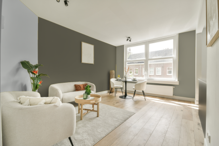 woonkamer met neutrale kleuren en Ral 100 50 10