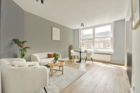 woonkamer met neutrale kleuren en Ral 100 80 10