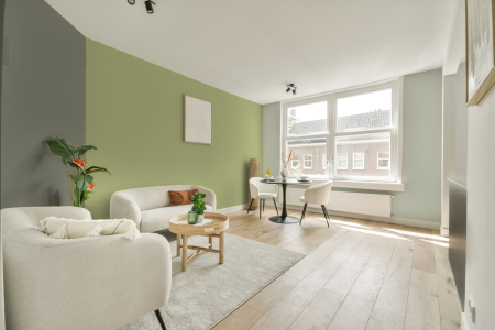 woonkamer met neutrale kleuren en Ral 110 80 30