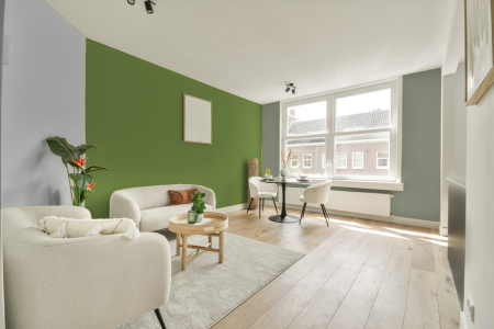 woonkamer met neutrale kleuren en Ral 120 60 40