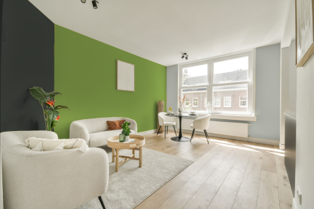 woonkamer met neutrale kleuren en Ral 120 70 50