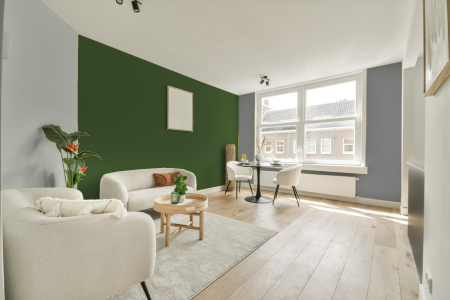 woonkamer met neutrale kleuren en Ral 130 40 30