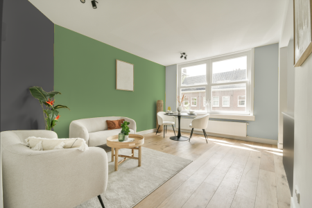 woonkamer met neutrale kleuren en Ral 130 70 30