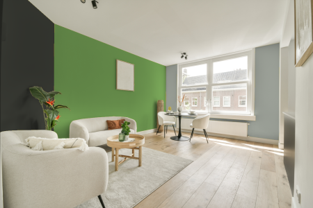 woonkamer met neutrale kleuren en Ral 130 70 50