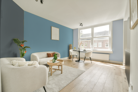 woonkamer met neutrale kleuren en Ral 230 70 15