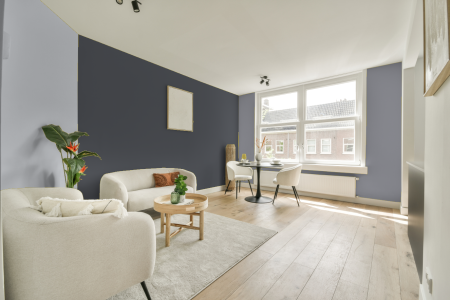 woonkamer met neutrale kleuren en Ral 280 40 05