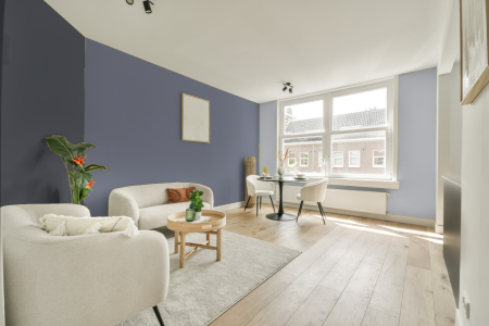 woonkamer met neutrale kleuren en Ral 280 60 10