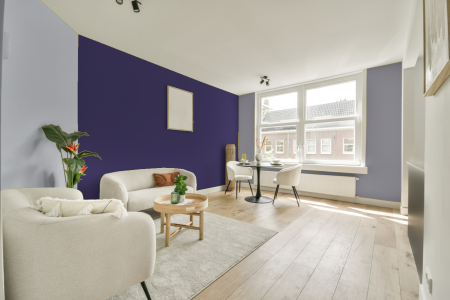 woonkamer met neutrale kleuren en Ral 300 30 30