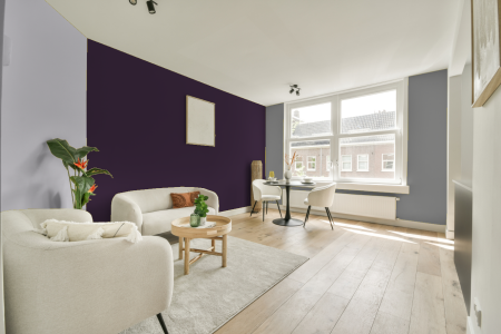 woonkamer met neutrale kleuren en Ral 320 20 20