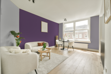 woonkamer met neutrale kleuren en Ral 320 40 25