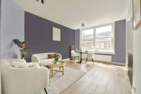 woonkamer met neutrale kleuren en Ral 320 50 05