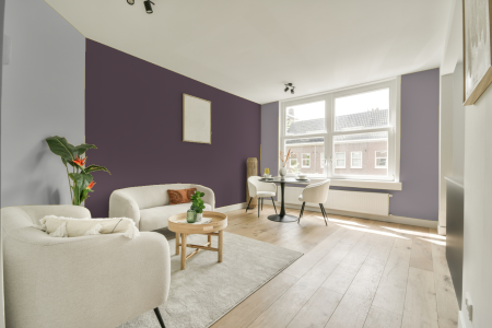 woonkamer met neutrale kleuren en Ral 340 40 10