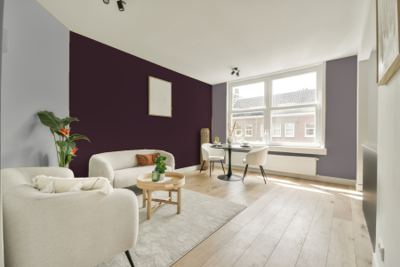 woonkamer met neutrale kleuren en Ral 350 20 15