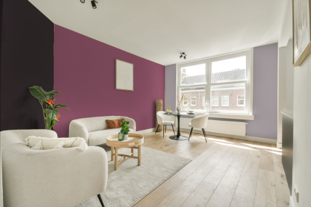 woonkamer met neutrale kleuren en Ral 360 50 30