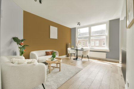 woonkamer met neutrale kleuren en Ral 1024