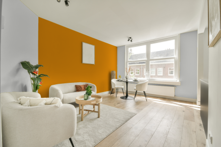 woonkamer met neutrale kleuren en Ral 1037