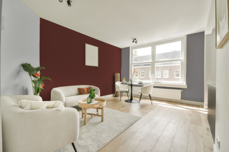 woonkamer met neutrale kleuren en Ral 3009