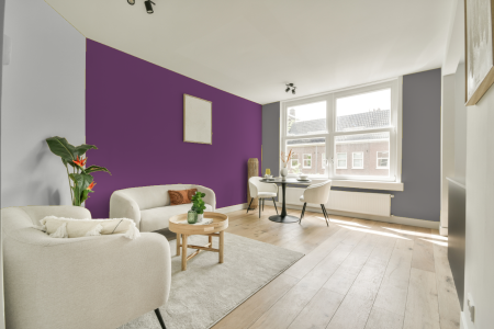 woonkamer met neutrale kleuren en Ral 4008