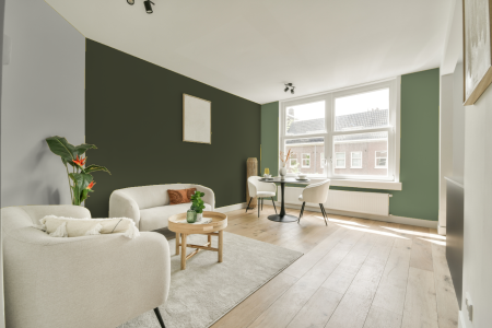 woonkamer met neutrale kleuren en Ral 6003