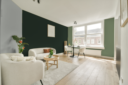 woonkamer met neutrale kleuren en Ral 6009