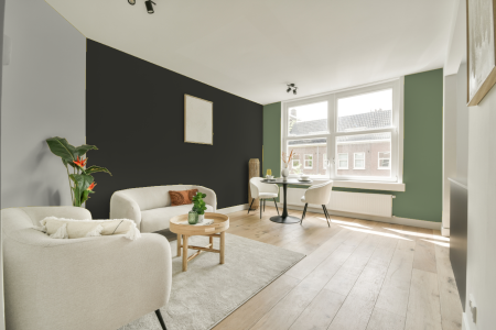 woonkamer met neutrale kleuren en Ral 6015