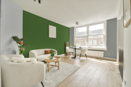 woonkamer met neutrale kleuren en Ral 6017