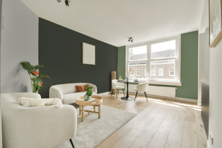 woonkamer met neutrale kleuren en Ral 6031