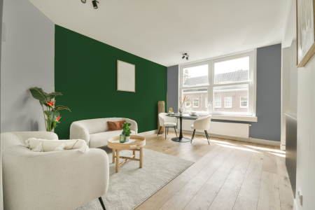 woonkamer met neutrale kleuren en Ral 6035