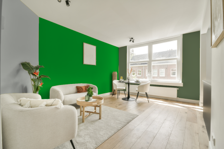 woonkamer met neutrale kleuren en Ral 6038