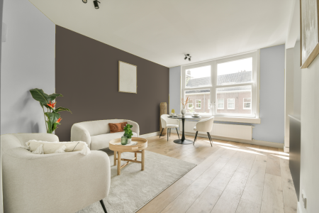 woonkamer met neutrale kleuren en Ral 7006