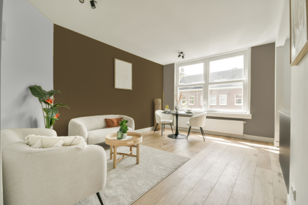 woonkamer met neutrale kleuren en Ral 7008