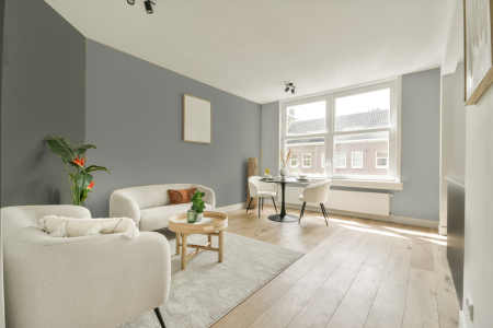 woonkamer met neutrale kleuren en Ral 7038