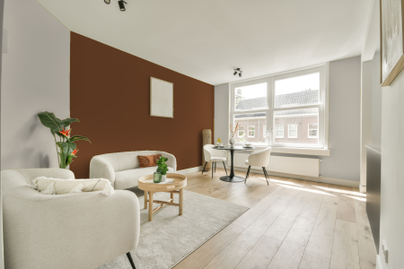 woonkamer met neutrale kleuren en Ral 8003