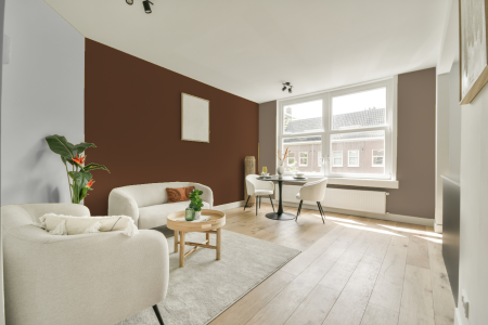 woonkamer met neutrale kleuren en Ral 8007