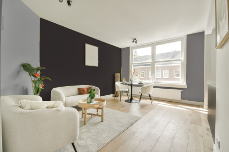 woonkamer met neutrale kleuren en Ral 8019