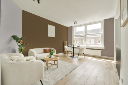 woonkamer met neutrale kleuren en Ppg1100-7