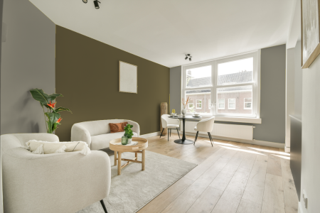 woonkamer met neutrale kleuren en Ppg1113-6