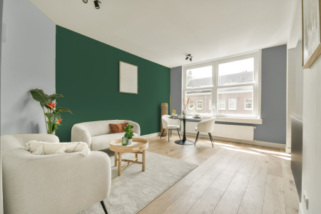 woonkamer met neutrale kleuren en Ppg1139-6