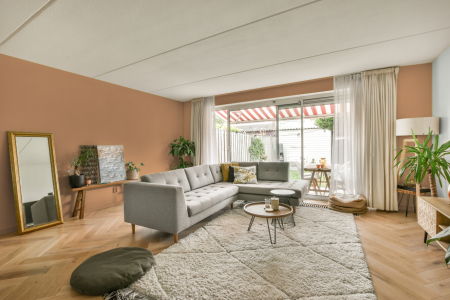 moderne living in de kleur Real caramel