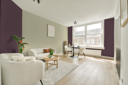 apartement met de kleur Full lilac op de muren