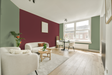 apartement met de kleur Mild jade op de muren