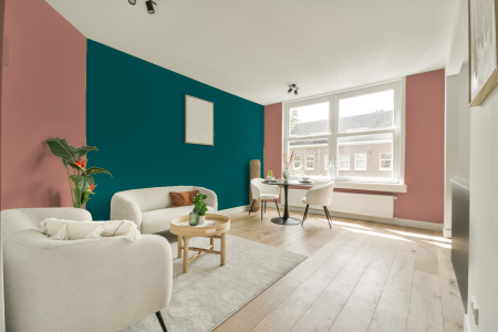 apartement met de kleur Mild red op de muren