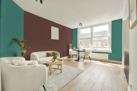 apartement met de kleur Ral 180 60 25 op de muren