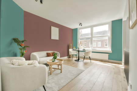 apartement met de kleur Ral 180 70 20 op de muren